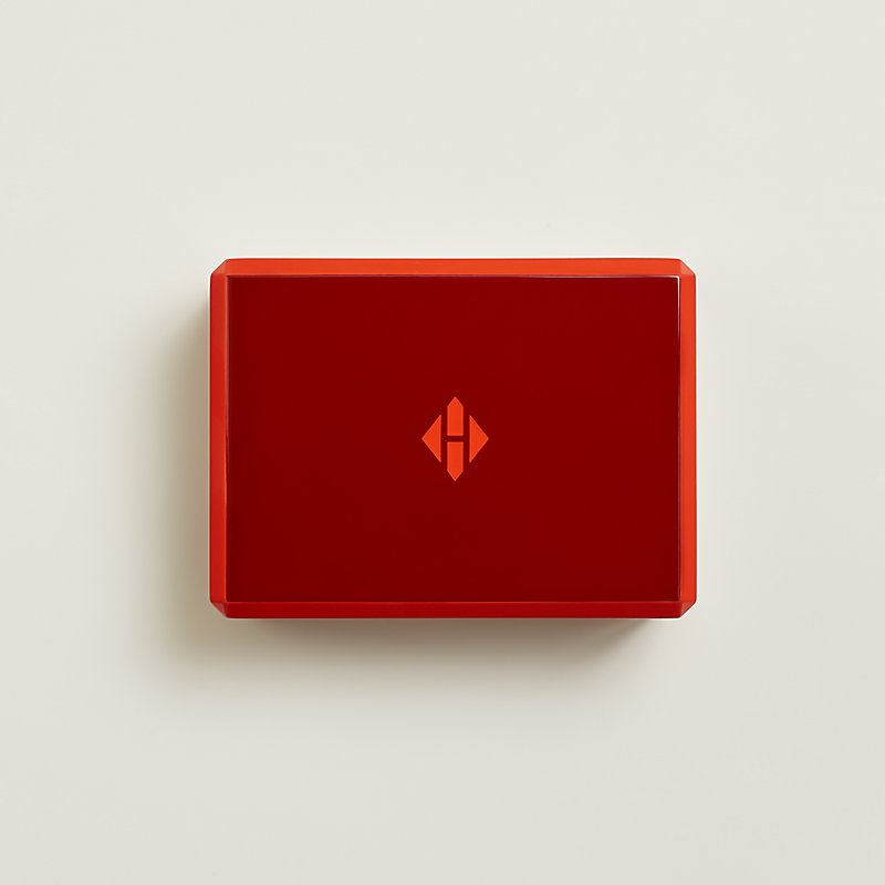 Facettes Cheval Natte bridge card box - Red | Hermès USA